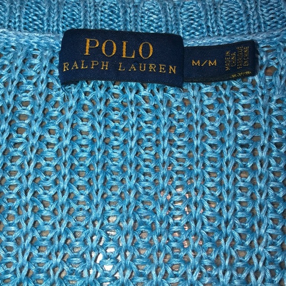 Polo Ralph Lauren Linen Turquoise Crocheted Top - Picture 2 of 10